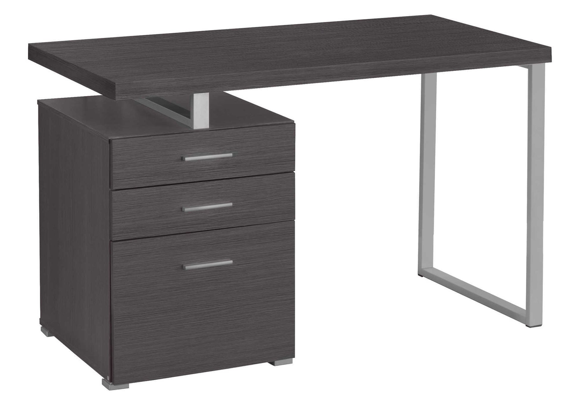 24" Gray and Black Computer Desk With Three Drawers-Desks-DECOROLALA