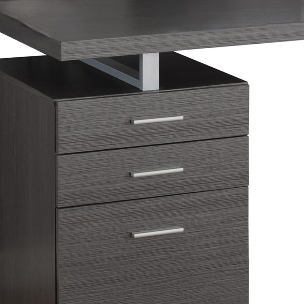 24" Gray and Black Computer Desk With Three Drawers-Desks-DECOROLALA