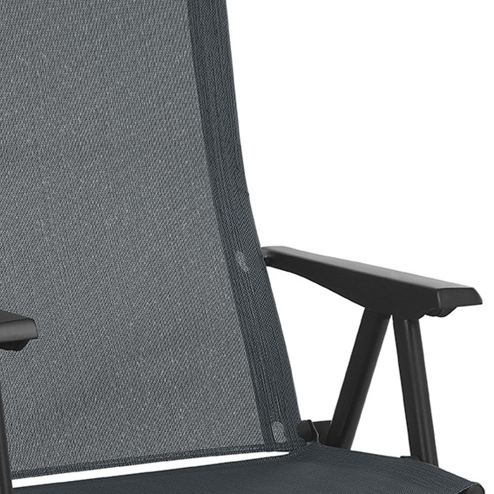 24" Gray and Black Steel Outdoor Arm Chair-Outdoor Chairs-DECOROLALA