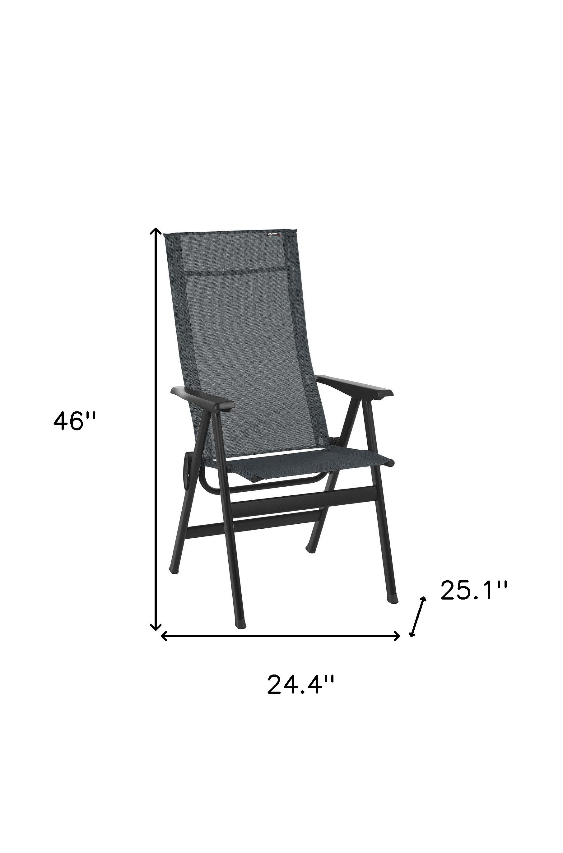 24" Gray and Black Steel Outdoor Arm Chair-Outdoor Chairs-DECOROLALA