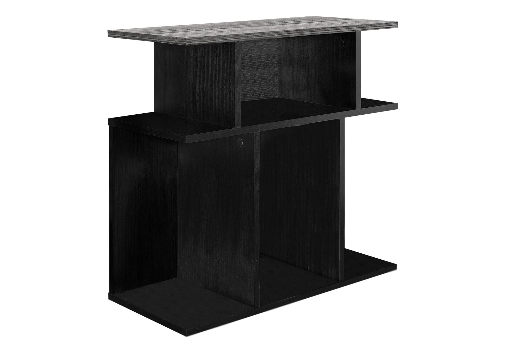 24" Gray and Black Wood Floor Shelf End Table With 6-End-Side Tables-DECOROLALA