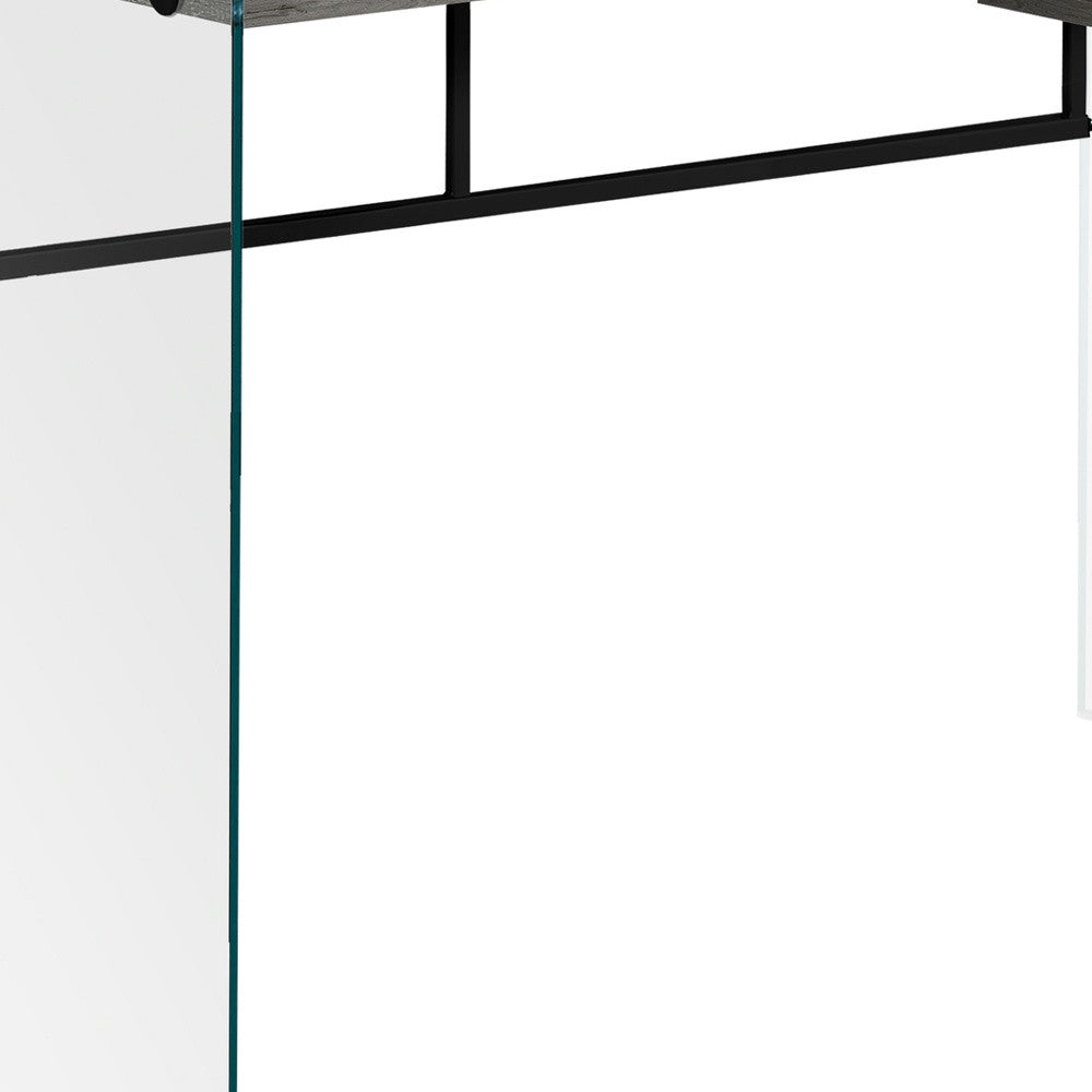 24" Gray and Clear Computer Desk-Desks-DECOROLALA