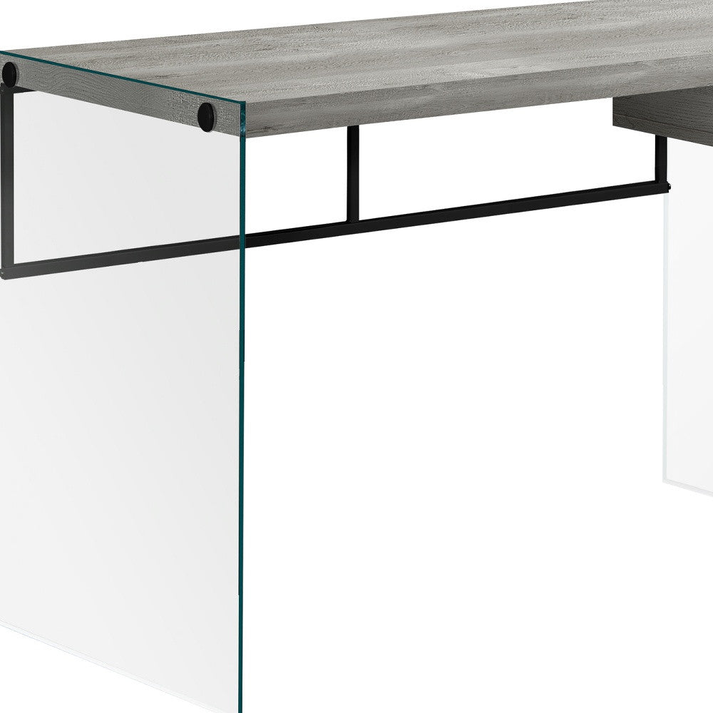 24" Gray and Clear Computer Desk-Desks-DECOROLALA