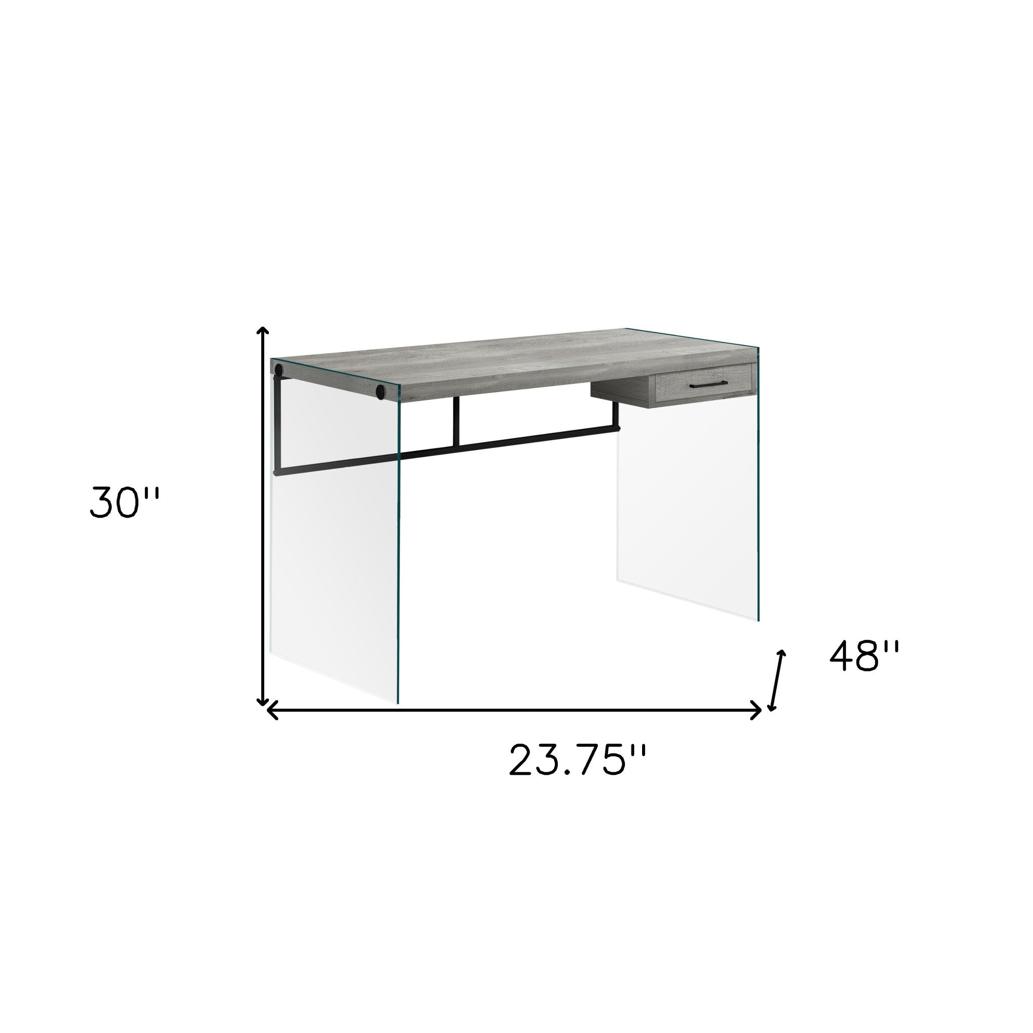 24" Gray and Clear Computer Desk-Desks-DECOROLALA