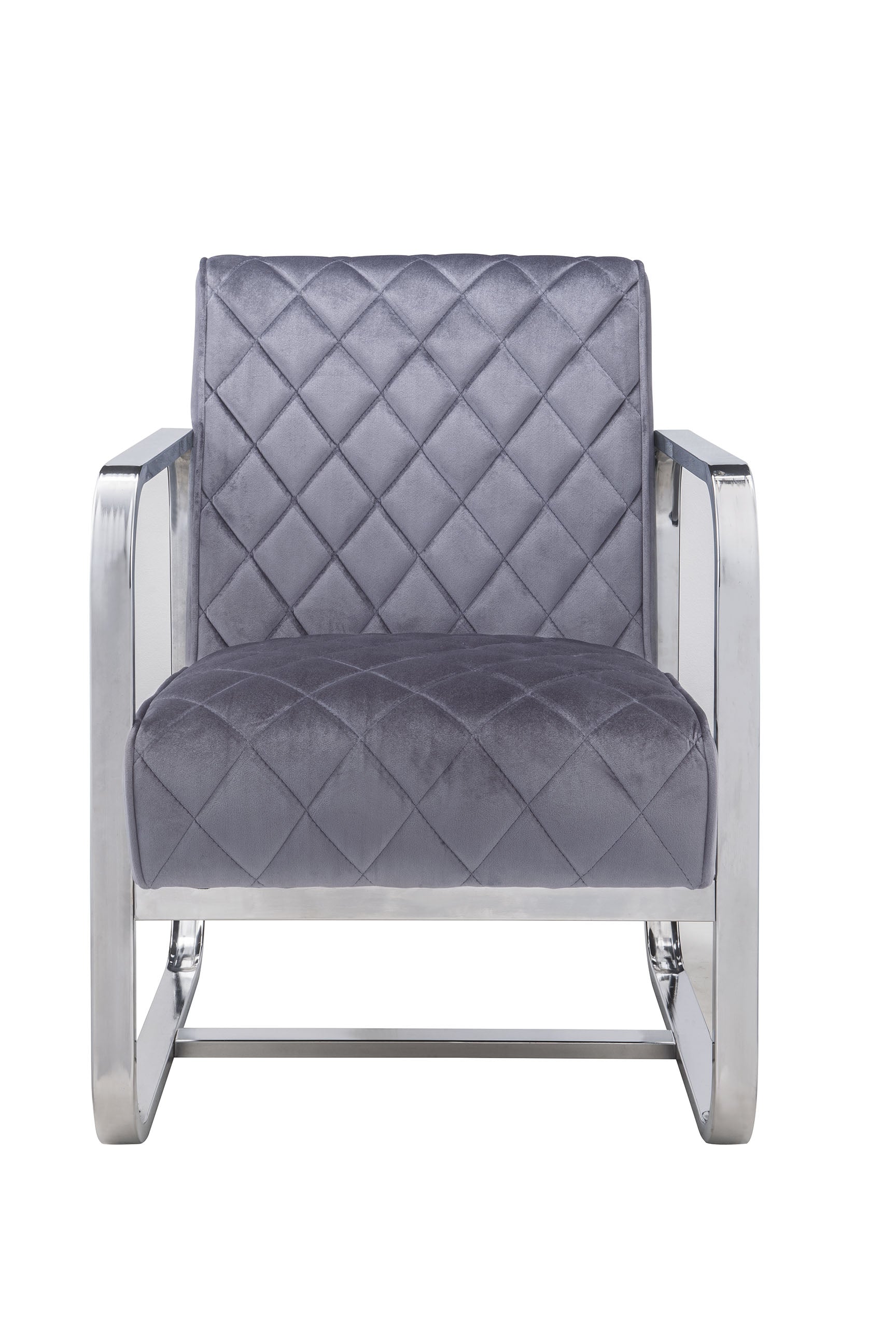 24" Gray and Silver Fabric Arm Chair-Accent Chairs-DECOROLALA