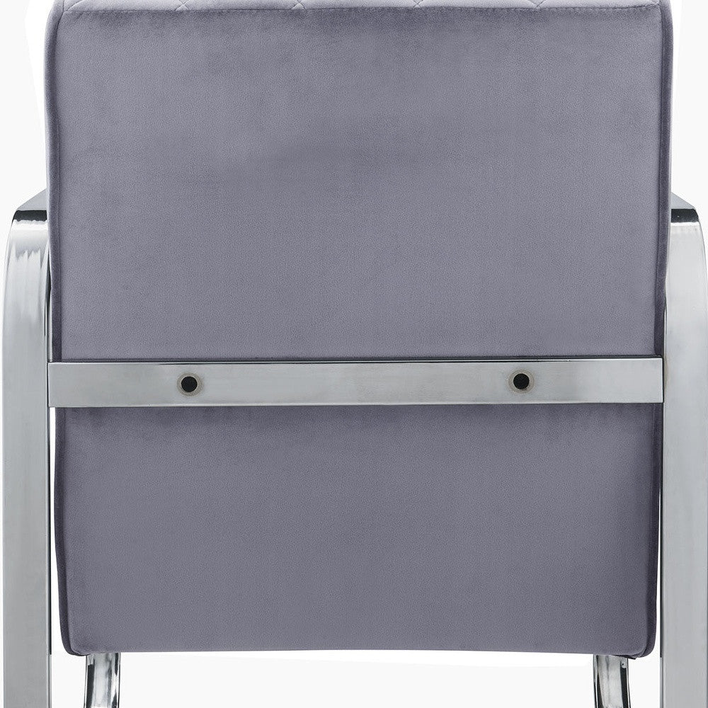 24" Gray and Silver Fabric Arm Chair-Accent Chairs-DECOROLALA