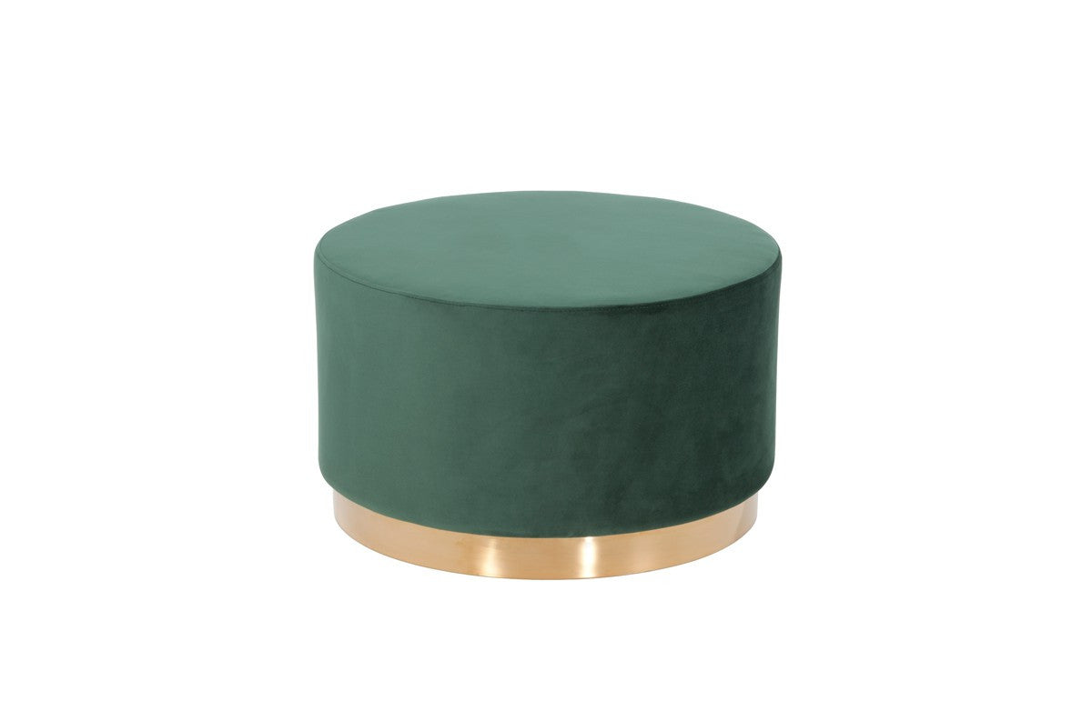 24" Green Velvet And Gold Footstool Ottoman-Ottomans-DECOROLALA