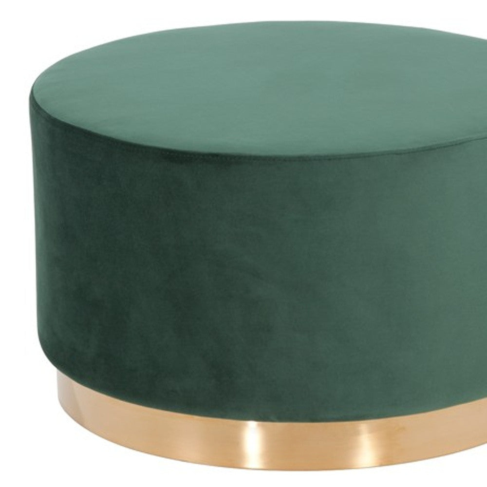 24" Green Velvet And Gold Footstool Ottoman-Ottomans-DECOROLALA