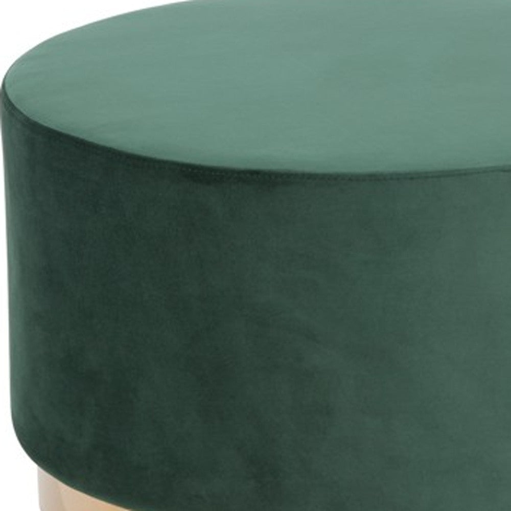 24" Green Velvet And Gold Footstool Ottoman-Ottomans-DECOROLALA