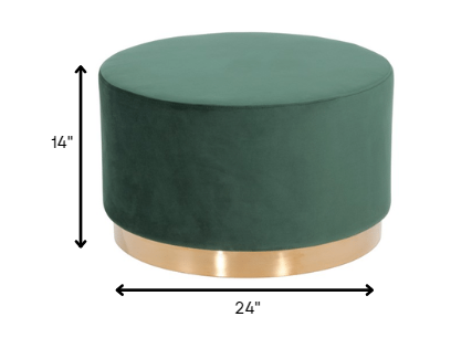 24" Green Velvet And Gold Footstool Ottoman-Ottomans-DECOROLALA