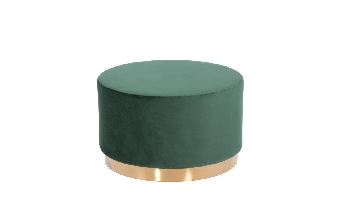 24" Green Velvet And Gold Footstool Ottoman-Ottomans-DECOROLALA