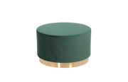 24" Green Velvet And Gold Footstool Ottoman-Ottomans-DECOROLALA