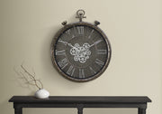 24" Grey Gear Wall Clock with Roman Numerals-Clocks-DECOROLALA