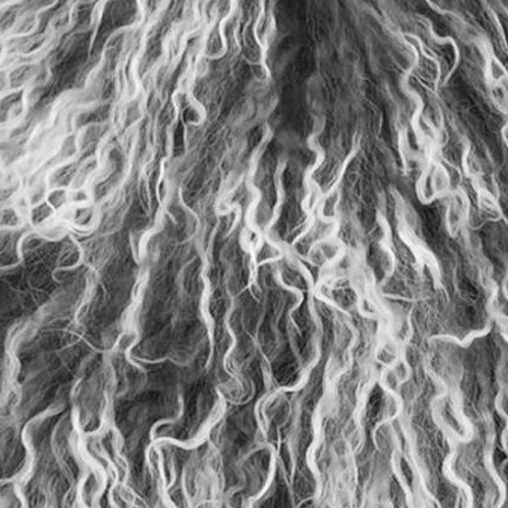 24" Grey Genuine Tibetan Lamb Fur Pillow With Microsuede Backing-Accent Throw Pillows-DECOROLALA