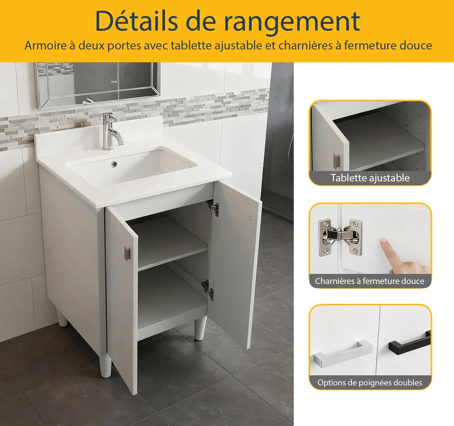 24" Hampton Grey Freestanding Vanity with Pure White Quartz Countertop-Migration_Bathroom Vanities-DECOROLALA