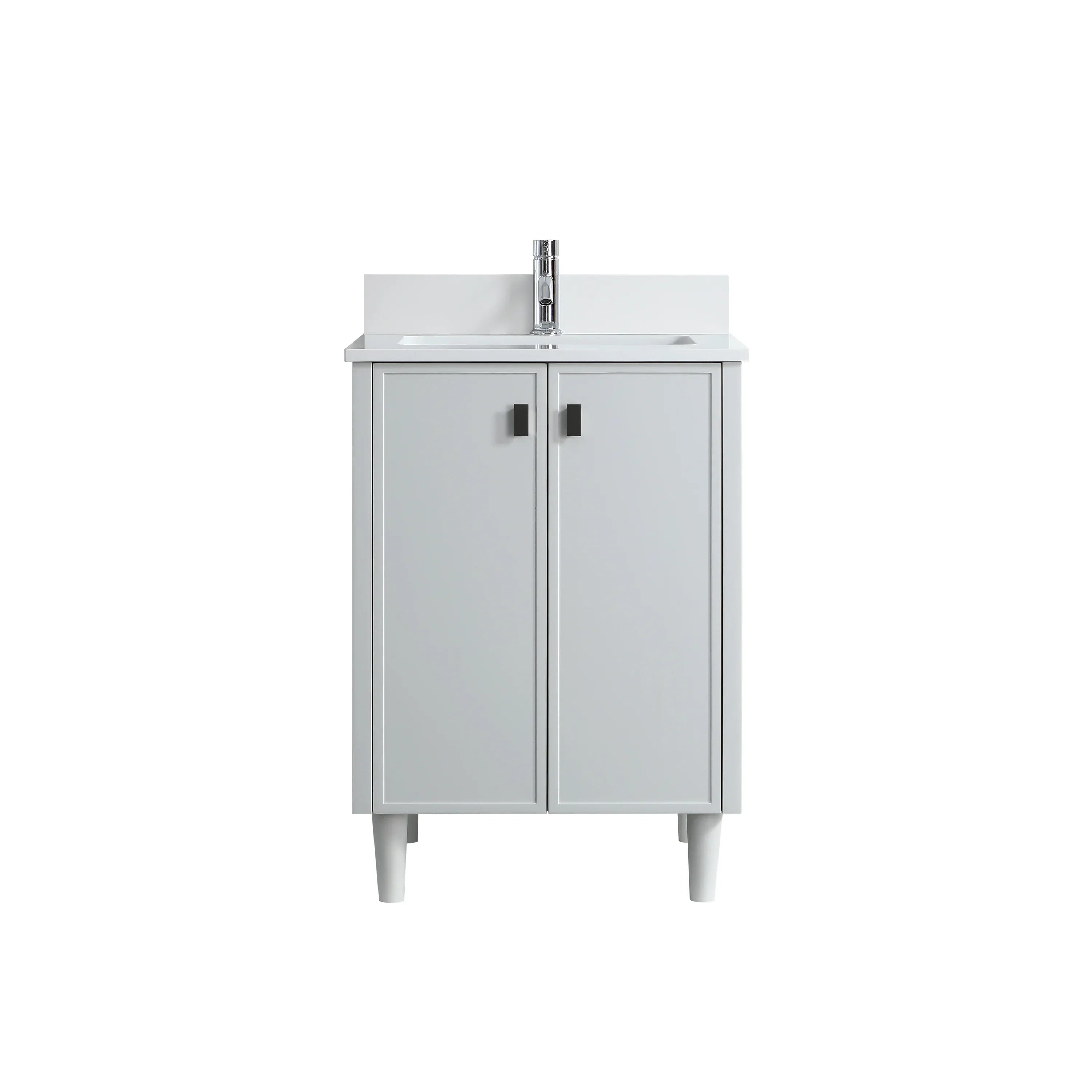 24" Hampton Grey Freestanding Vanity with Pure White Quartz Countertop-Migration_Bathroom Vanities-DECOROLALA