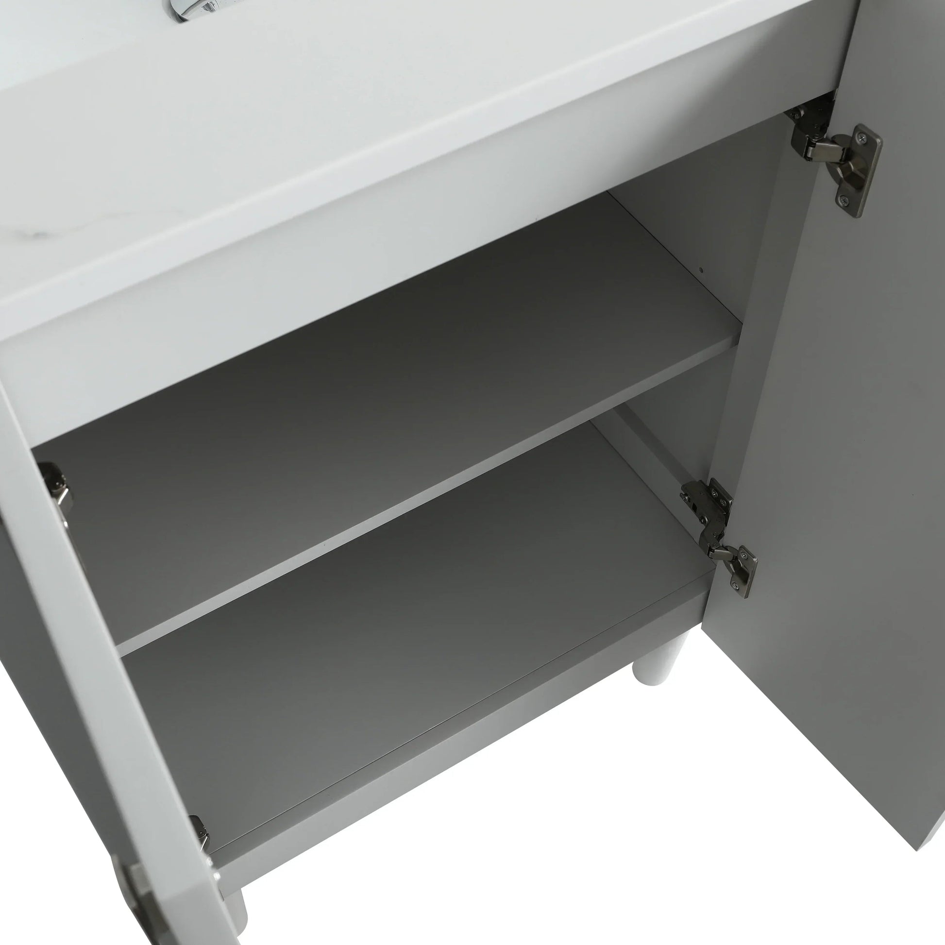 24" Hampton Grey Freestanding Vanity with Pure White Quartz Countertop-Migration_Bathroom Vanities-DECOROLALA