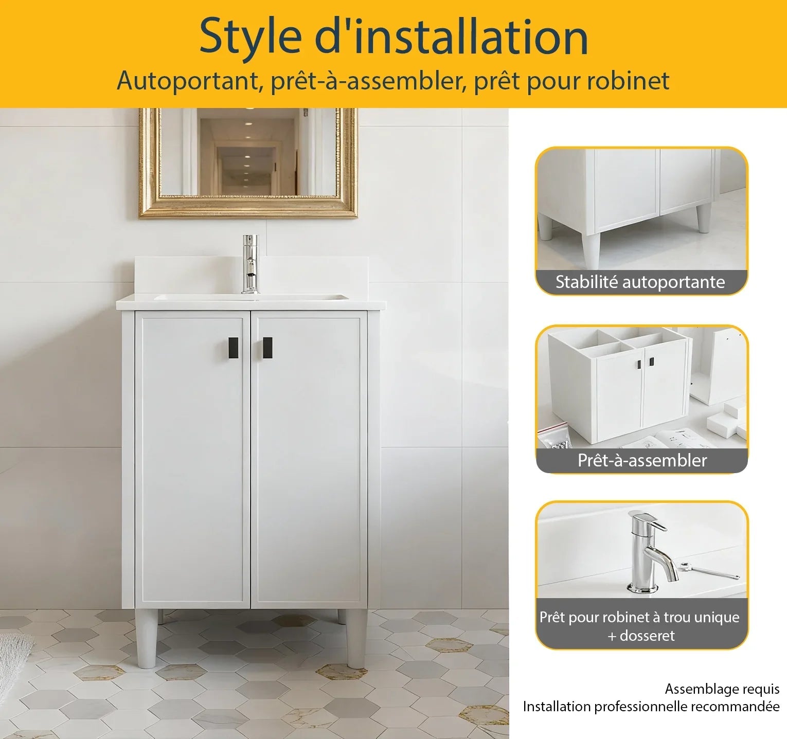 24" Hampton Grey Freestanding Vanity with Pure White Quartz Countertop-Migration_Bathroom Vanities-DECOROLALA