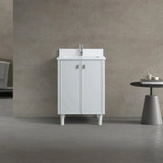 24" Hampton Grey Freestanding Vanity with Pure White Quartz Countertop-Migration_Bathroom Vanities-DECOROLALA