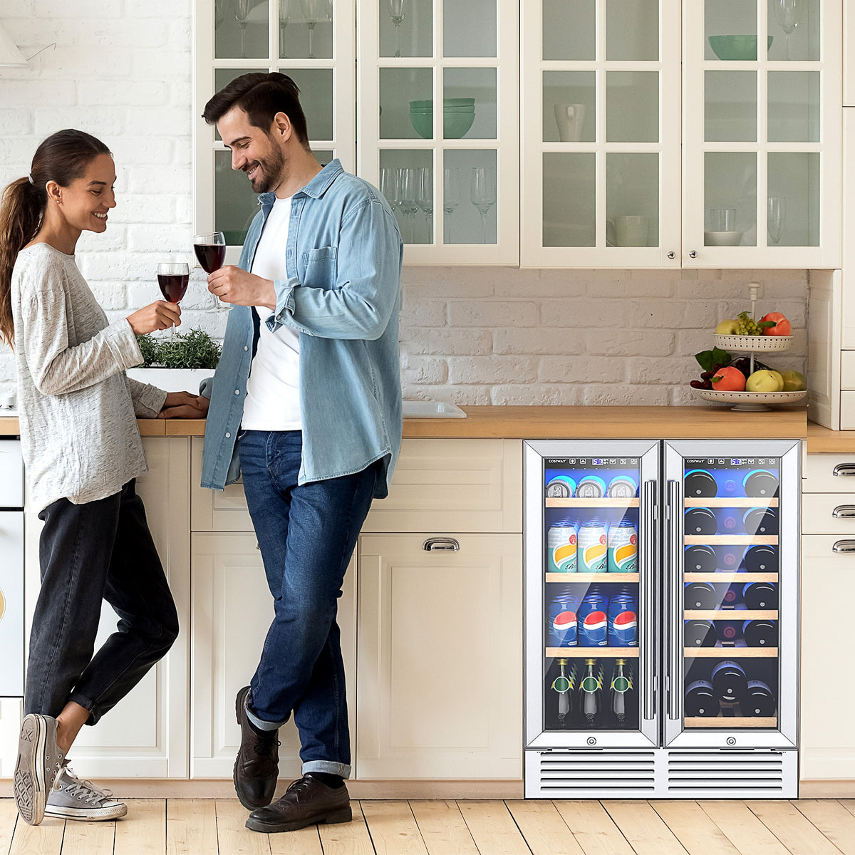 24 Inch Dual Zone Wine and Beverage Cooler-Silver-Wine & Beverage Coolers-DECOROLALA