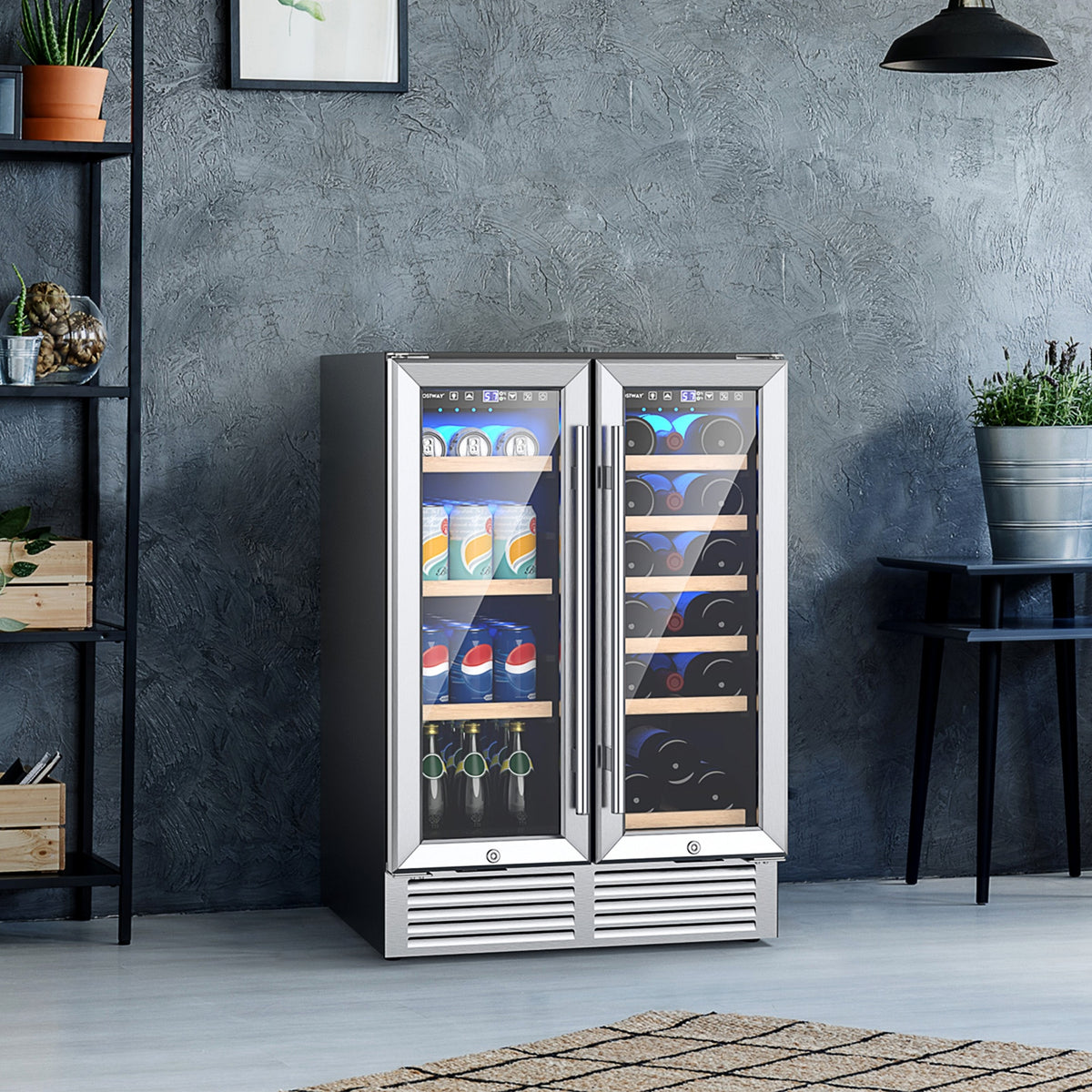 24 Inch Dual Zone Wine and Beverage Cooler-Silver-Wine & Beverage Coolers-DECOROLALA
