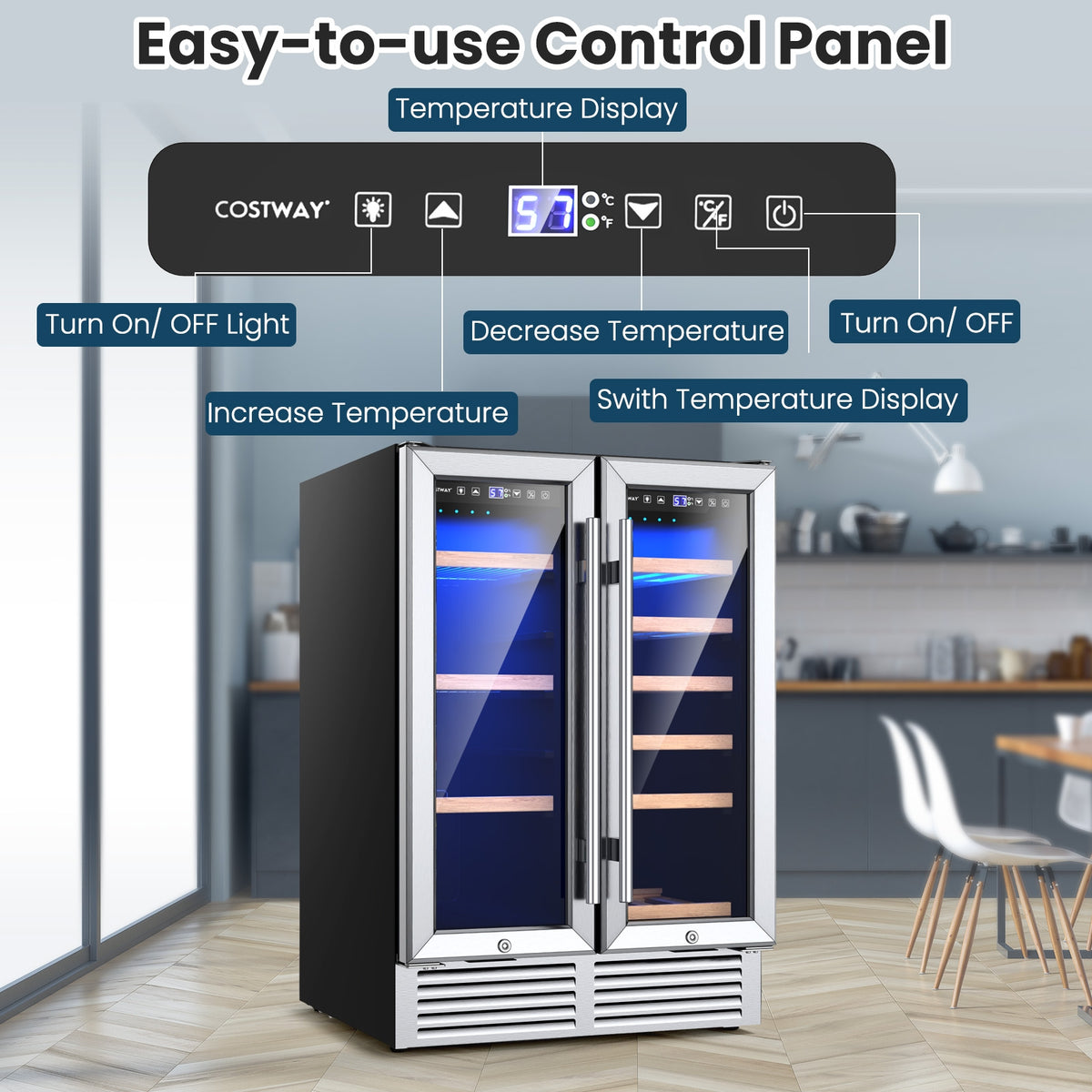 24 Inch Dual Zone Wine and Beverage Cooler-Silver-Wine & Beverage Coolers-DECOROLALA