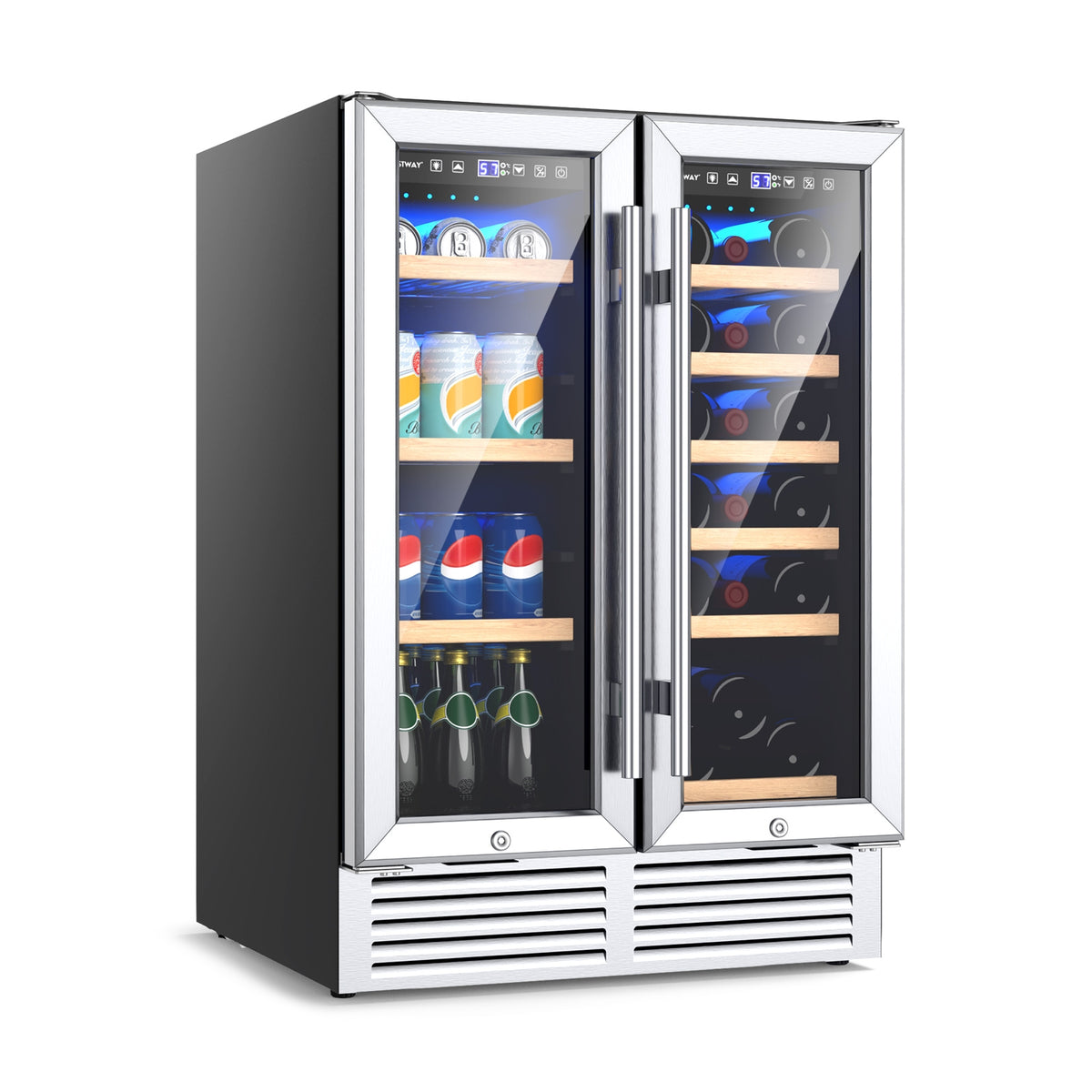 24 Inch Dual Zone Wine and Beverage Cooler-Silver-Wine & Beverage Coolers-DECOROLALA