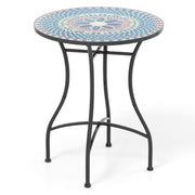 24 Inch Patio Bistro Table with Ceramic Tile Tabletop-Multicolor-Patio Coffee Tables-DECOROLALA
