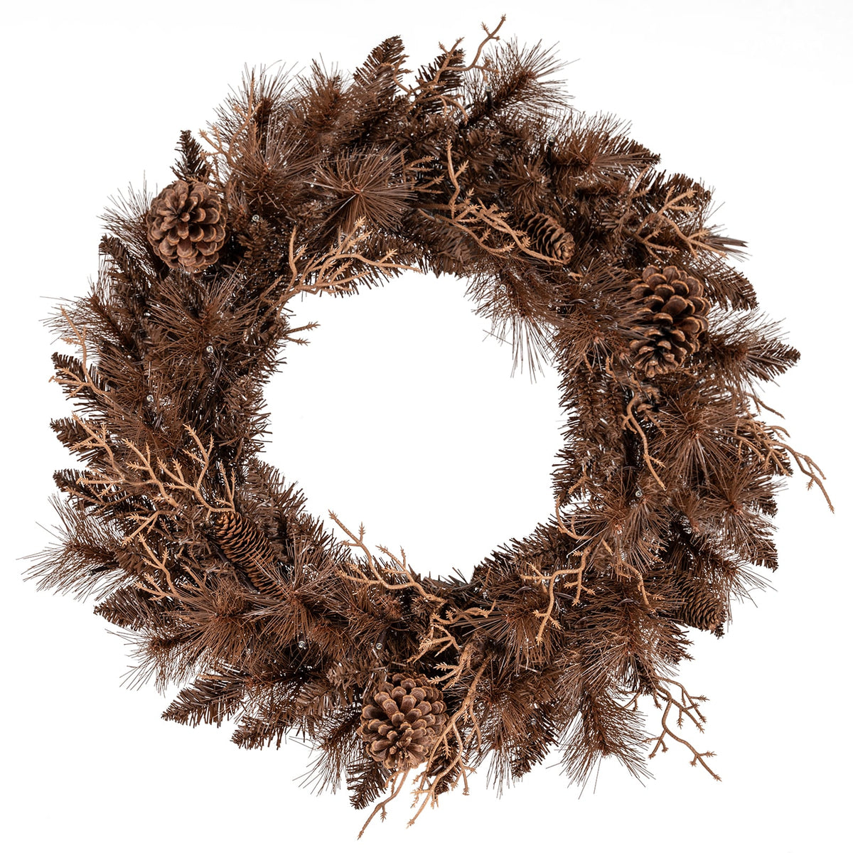24 Inch Pre-lit Christmas Wreath with 105 Branch Tips and 35 Warm White LED Lights-2 pieces-Christmas Decorations & Accessories-DECOROLALA