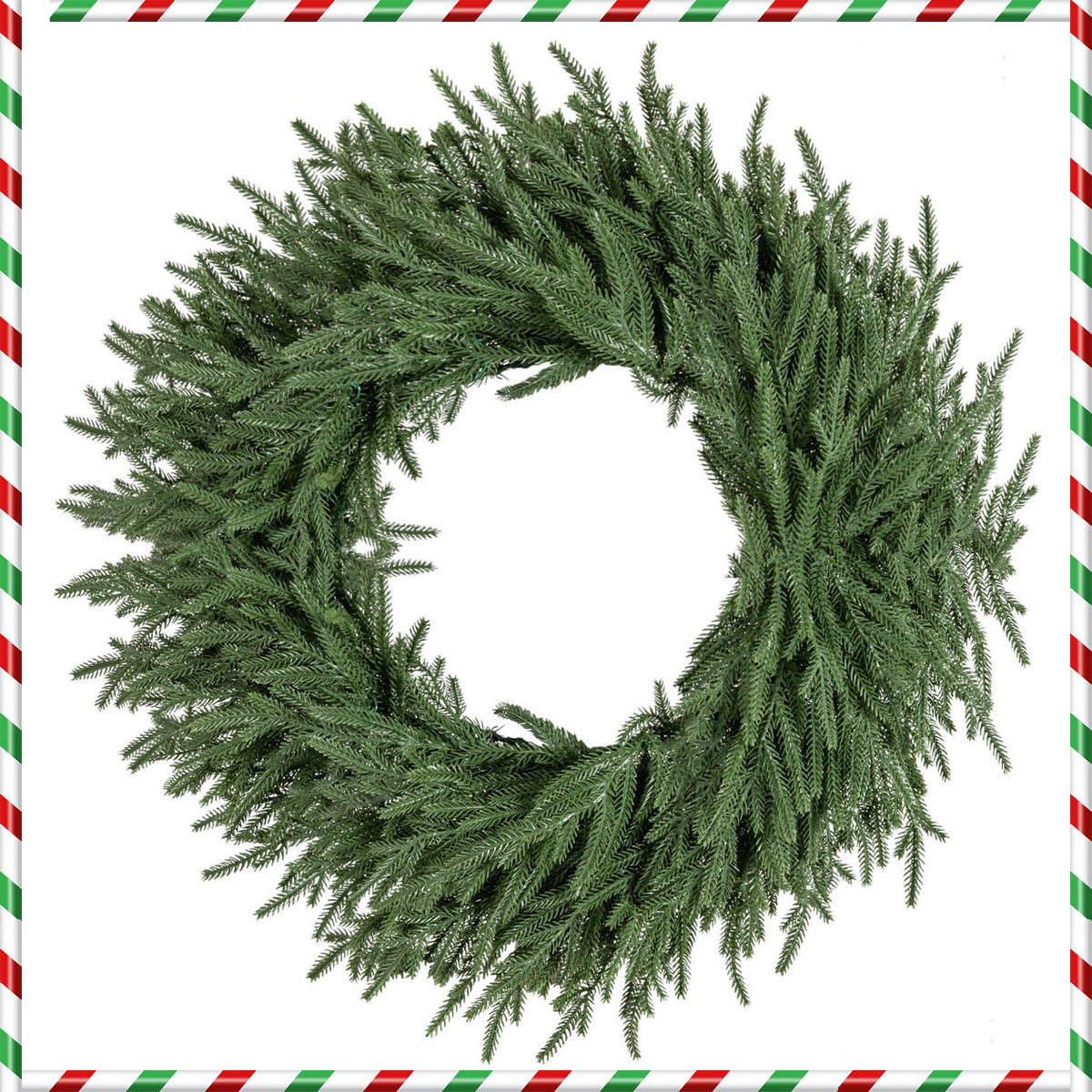 24 Inch Pre-lit Christmas Wreath with 108 Branch Tips and 35 Warm White LED Lights for Wall Window-1 piece-Christmas Decorations & Accessories-DECOROLALA