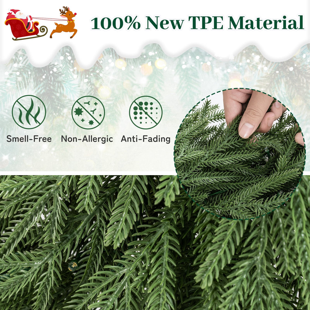 24 Inch Pre-lit Christmas Wreath with 108 Branch Tips and 35 Warm White LED Lights for Wall Window-1 piece-Christmas Decorations & Accessories-DECOROLALA
