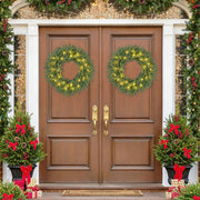24 Inch Pre-lit Christmas Wreath with 108 Branch Tips and 35 Warm White LED Lights for Wall Window-2 piece-Christmas Decorations & Accessories-DECOROLALA