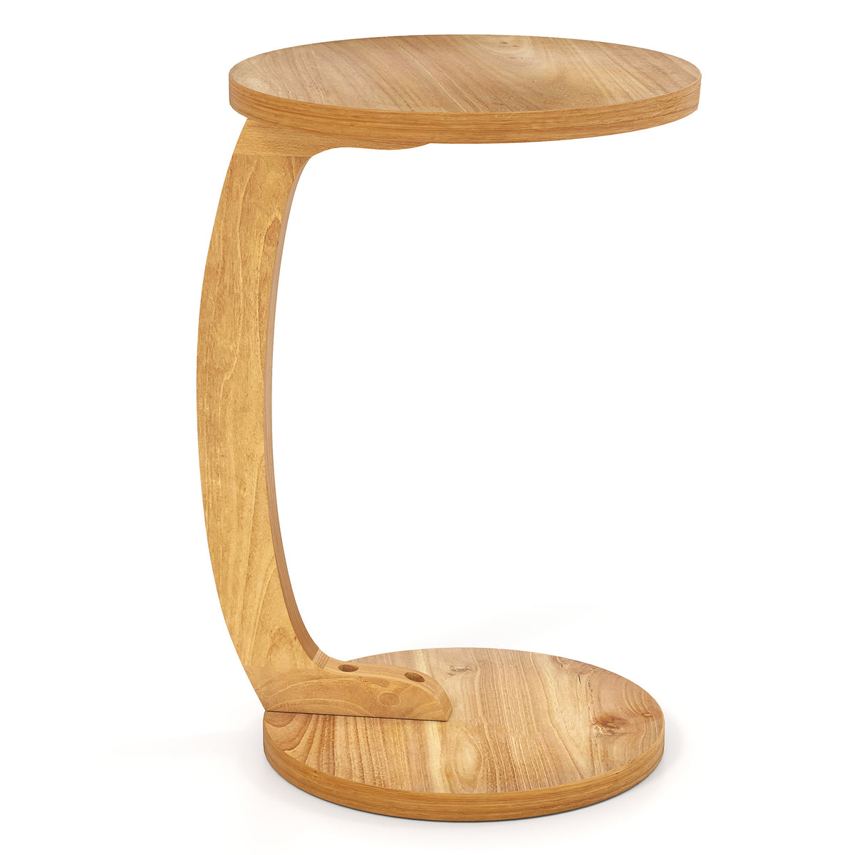 24 Inch Round C-shaped Side Table with Thickened Top and Sturdy Base-End & Side Tables-DECOROLALA