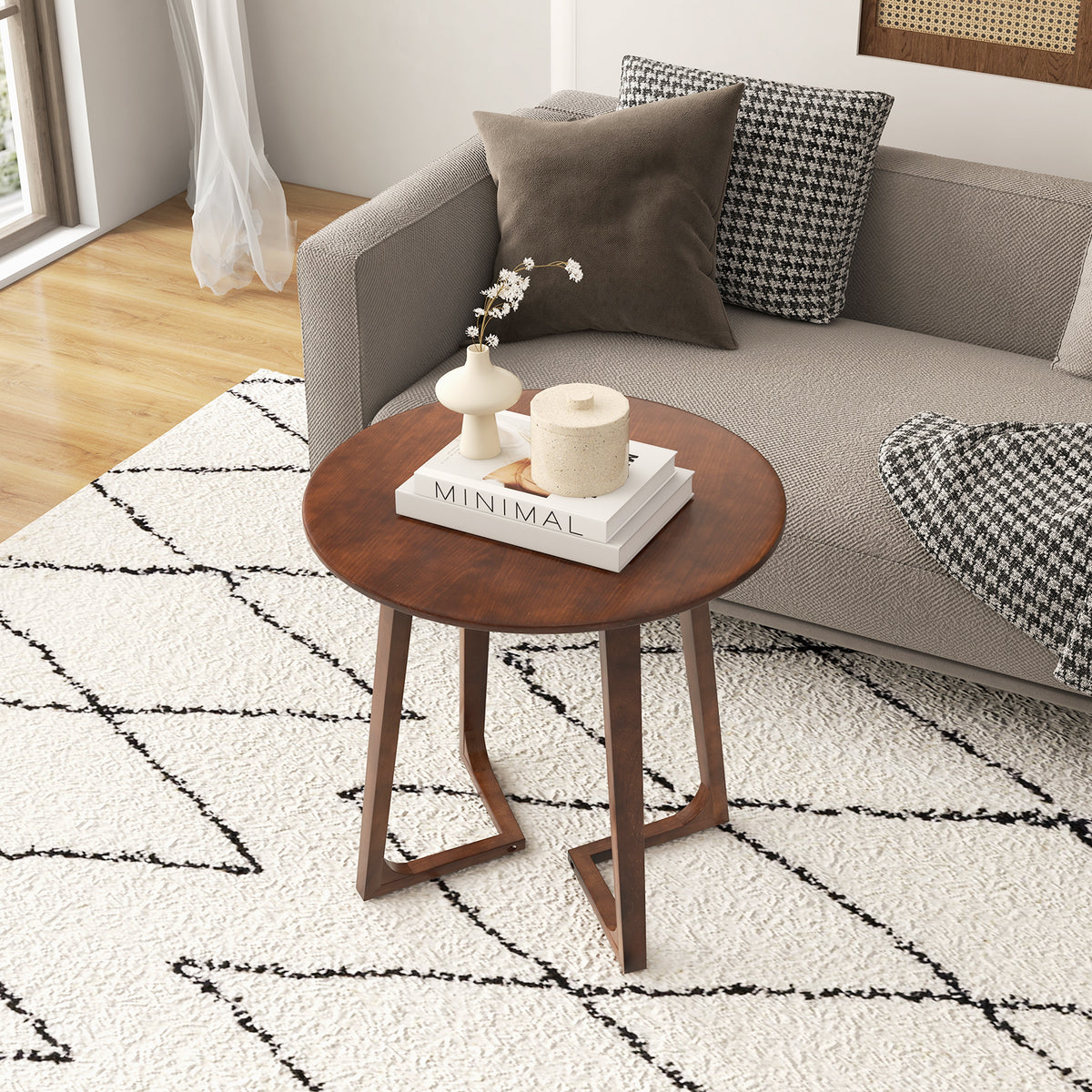 24 Inch Round End Table with Adjustable Foot Pads-Brown-End & Side Tables-DECOROLALA