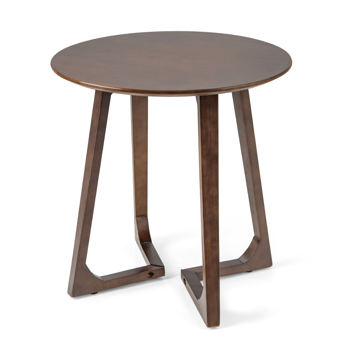24 Inch Round End Table with Adjustable Foot Pads-Brown-End & Side Tables-DECOROLALA