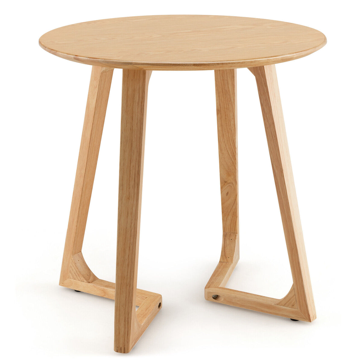 24 Inch Round End Table with Adjustable Foot Pads Natural-End & Side Tables-DECOROLALA