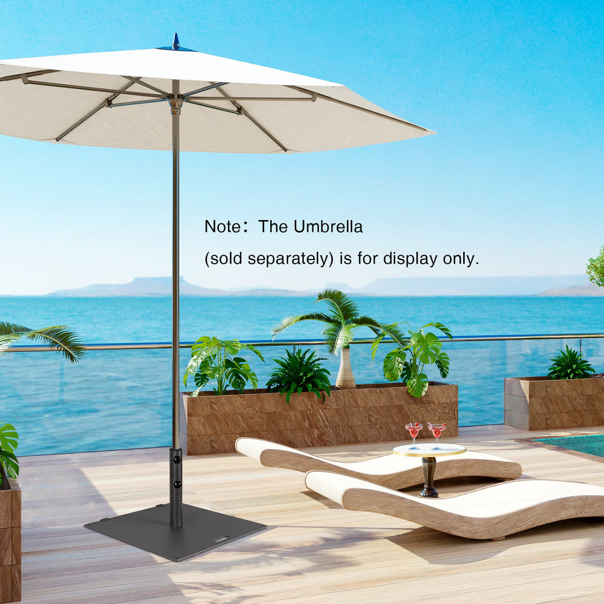 24 Inch Square Patio Umbrella Base 50 LBS Weighted-Black-Outdoor Umbrella Bases-DECOROLALA