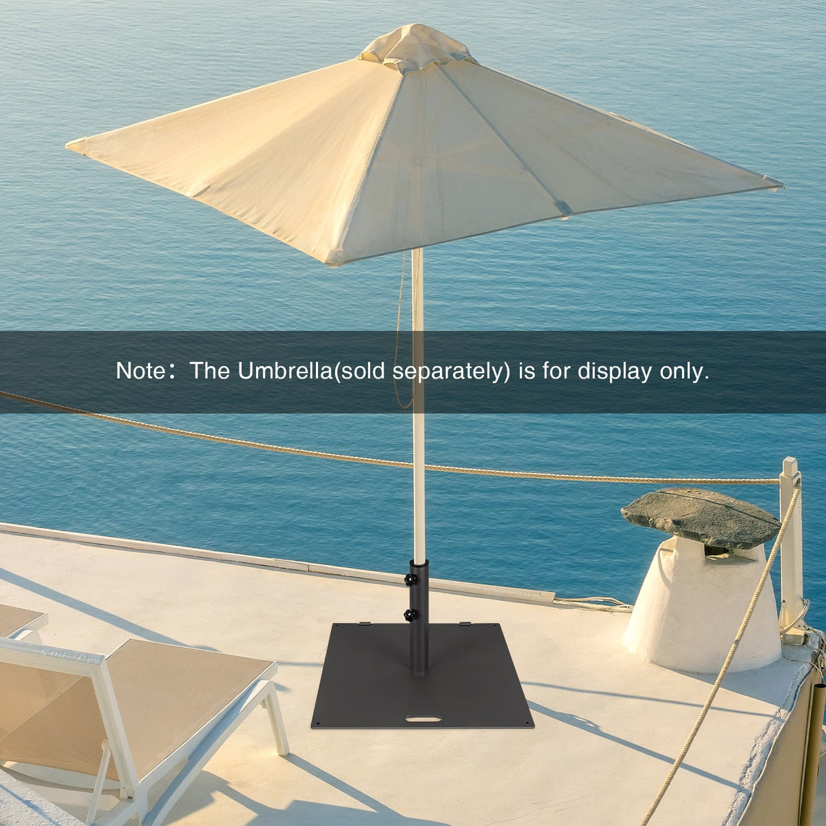 24 Inch Square Patio Umbrella Base 50 LBS Weighted-Black-Outdoor Umbrella Bases-DECOROLALA