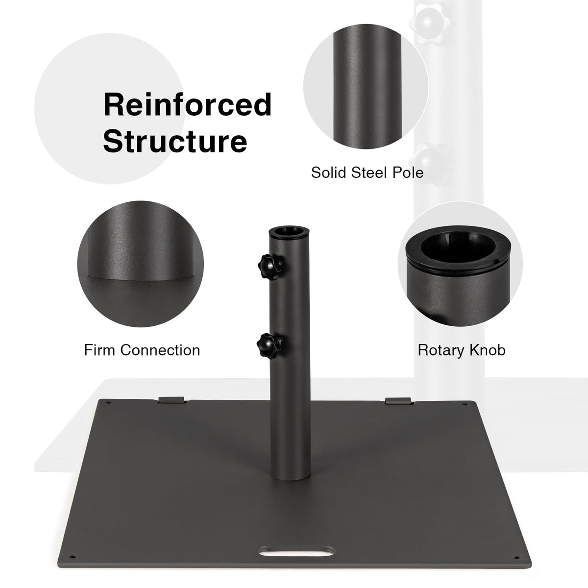 24 Inch Square Patio Umbrella Base 50 LBS Weighted-Black-Outdoor Umbrella Bases-DECOROLALA