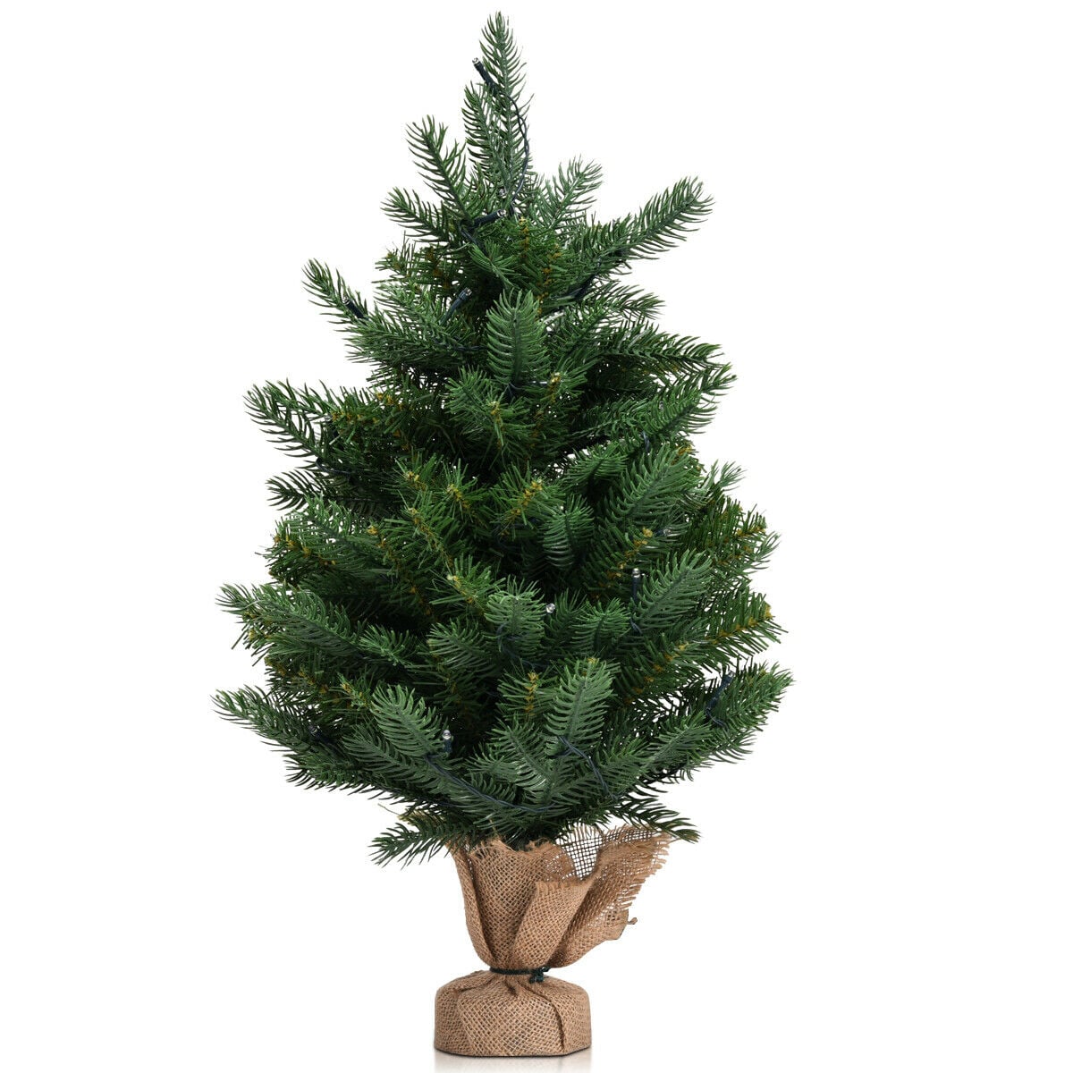 24 Inch Tabletop Fir Artificial Christmas Tree with LED Lights-Christmas Trees-DECOROLALA