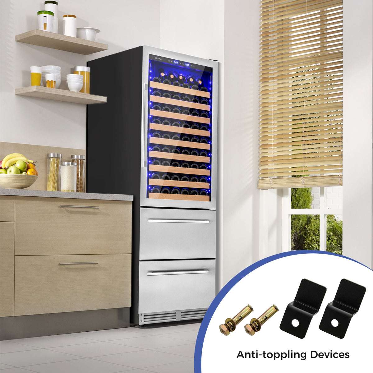 24 Inch Wine and Beverage Refrigerator with Independent Temperature Control-Sliver-Wine & Beverage Coolers-DECOROLALA