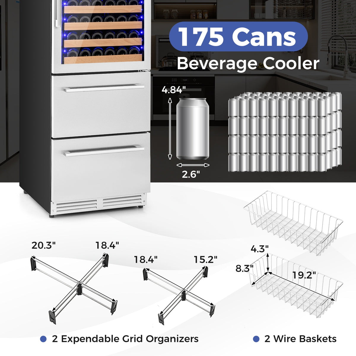 24 Inch Wine and Beverage Refrigerator with Independent Temperature Control-Sliver-Wine & Beverage Coolers-DECOROLALA