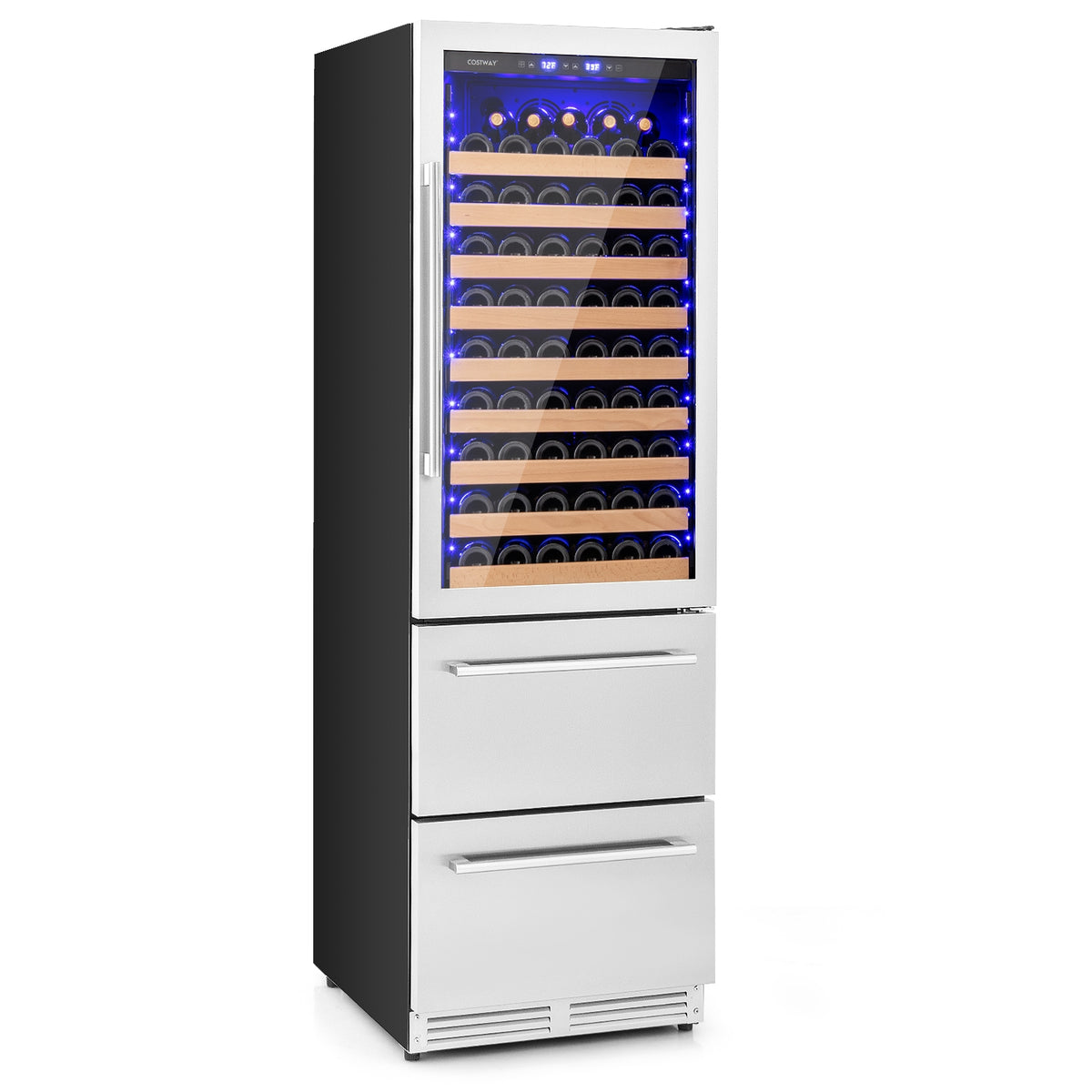 24 Inch Wine and Beverage Refrigerator with Independent Temperature Control-Sliver-Wine & Beverage Coolers-DECOROLALA