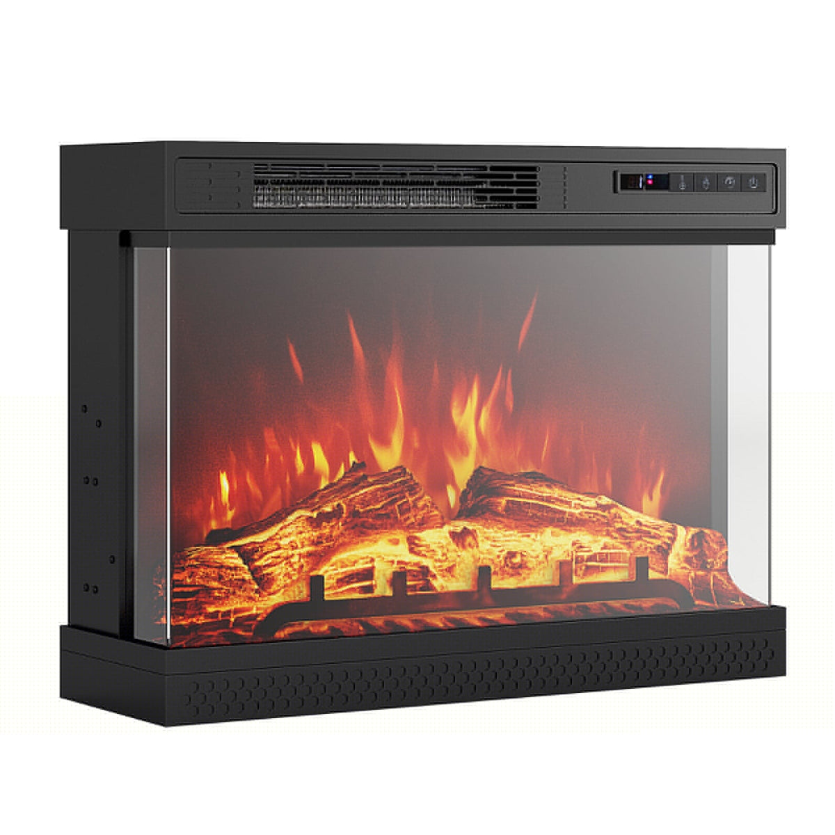 24 Inches 3-Sided Glass Electric Fireplace Heater with Remote Control-Fireplaces-DECOROLALA