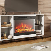 24 Inches 3-Sided Glass Electric Fireplace Heater with Remote Control-Fireplaces-DECOROLALA