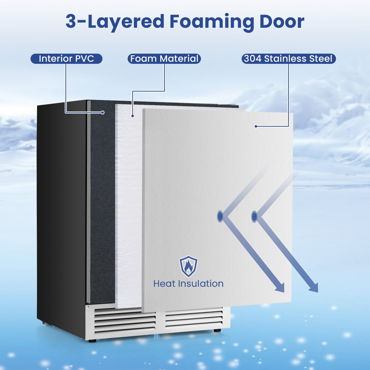 24 Inches Beverage Refrigerator with Removable Shelves and Adjustable Temperature-Silver-Wine & Beverage Coolers-DECOROLALA
