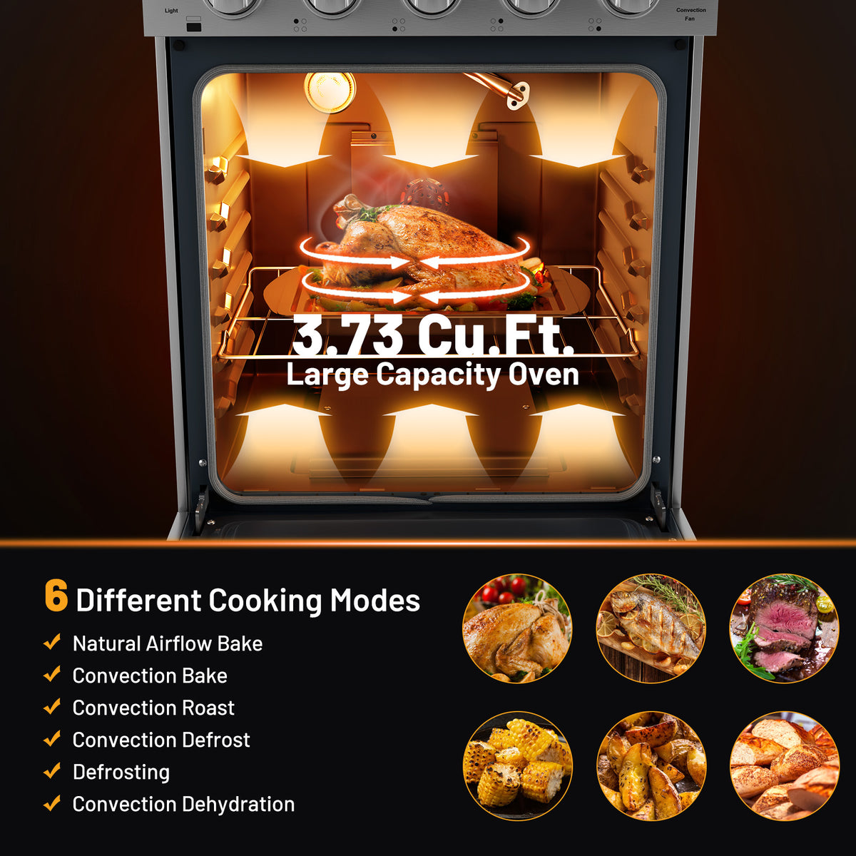24 Inches Freestanding Natural Gas Range with 4 Burners Cooktop-Food Warmers & Burners-DECOROLALA