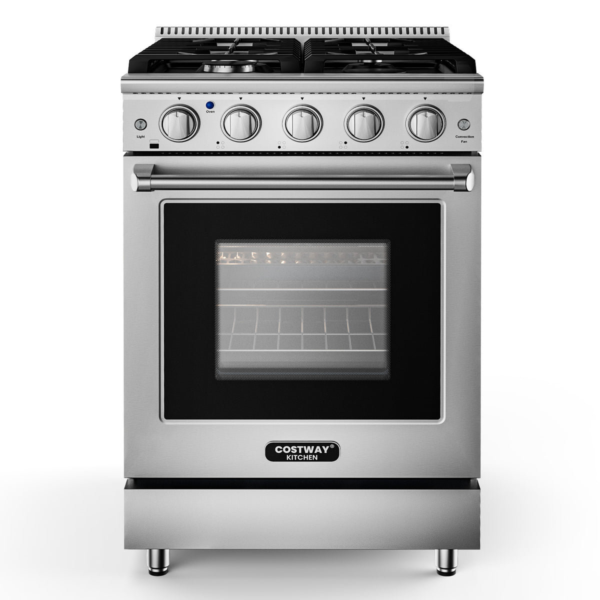 24 Inches Freestanding Natural Gas Range with 4 Burners Cooktop-Food Warmers & Burners-DECOROLALA