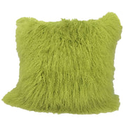 24" Lime Green Genuine Tibetan Lamb Fur Pillow With Microsuede Backing-Accent Throw Pillows-DECOROLALA