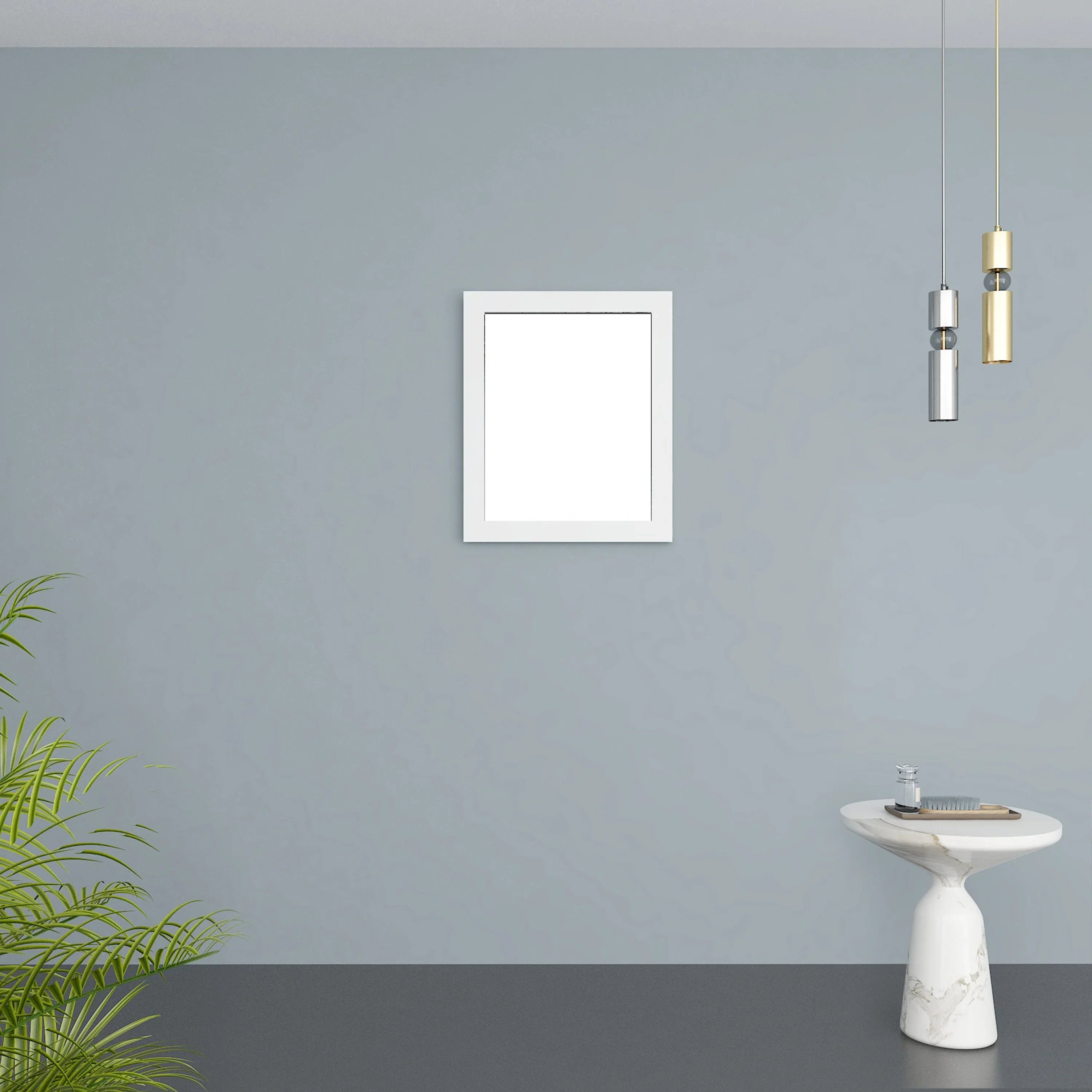 24" Matte White Rectangular Framed Mirror - Designed for Horizontal & Vertical Installation
